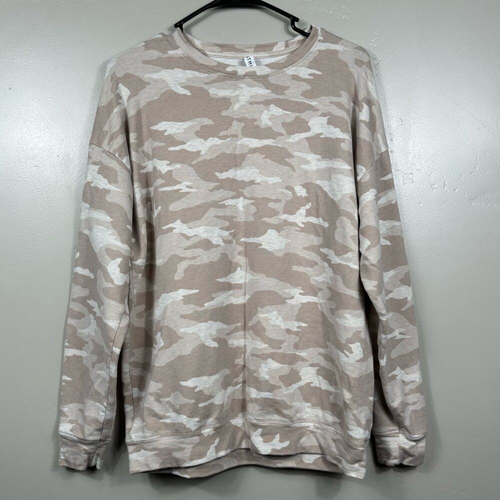 ATHLETA Balance Pullover Printed Sweatshirt Camo Lux Oatmeal Heather - Medium - Picture 4 of 8